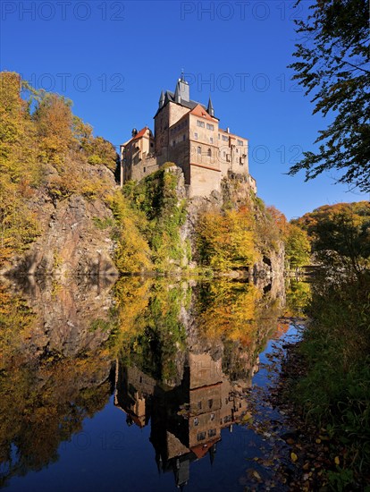 (Copyright © Sylvio Dittrich +49 1772156417) Kriebstein Castle rises on a steep rock above the
