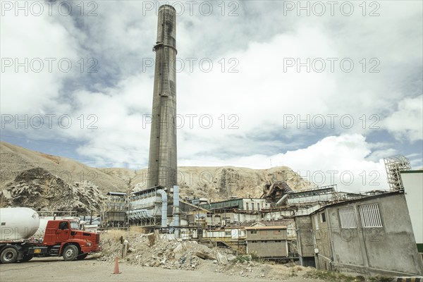 Chimney of the smelting furnace, La Oroya, Peru, South America