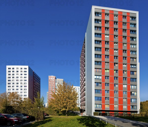 The 17-storey tower blocks from the 1970s are typical examples of GDR prefabricated housing.