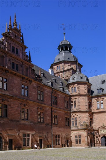 Inner courtyard, Johannisburg Castle, Aschaffenburg, Lower Franconia, Bavaria, Germany, Europe
