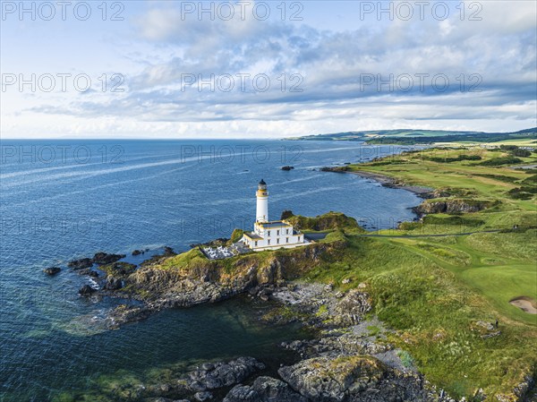Turnberry Lighthouse from a drone, Turnberry Point Lighthouse, Trump Turnberry Golf Resort, South