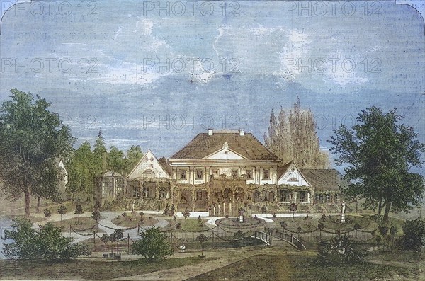Varzin manor around 1860, Otto von Bismarck's flat, today Warcino in Pomerania, Poland, Historic,
