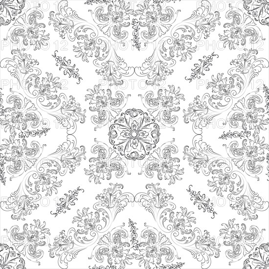Hand drawn seamless floral pattern on a white background, vector textile template