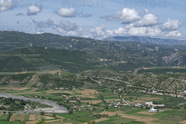 The valley of the Osum River on the western slope of the Tomorr Massif and the southern Albanian