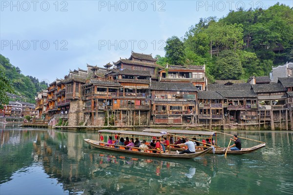 FENGHUANG, CHINA, APRIL 21, 2018: Chinese tourist attraction destination, Feng Huang Ancient Town