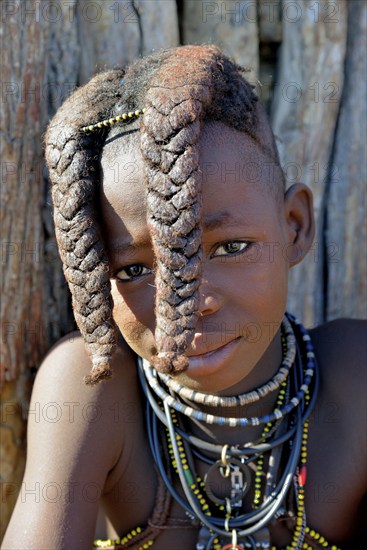 Himba girl, portrait, Omohanja, Kaokoland, Kunene, Namibia, Africa