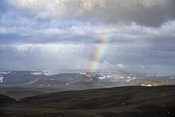 Rainbow over volcanic landscape, Kerlingarfjöll, Icelandic highlands, Iceland, Europe