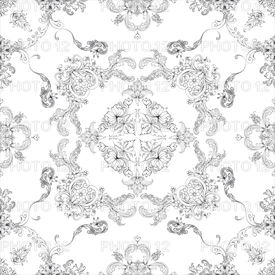 Hand drawn seamless floral pattern on a white background, vector textile template