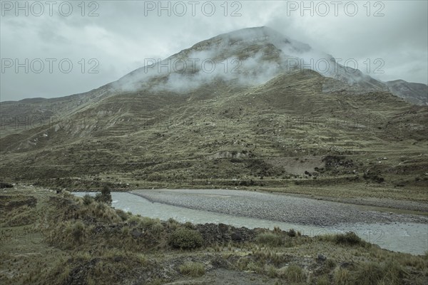 Landscape in the highlands, thunderstorm atmosphere, Alto de Ticlio, Peru, South America