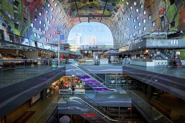 ROTTERDAM, THE NETHERLANDS, MAY 11, 2017: Interior view of the Market Hall (Markthaal) residential