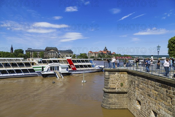 Elbe steamer during the flood in Dresden