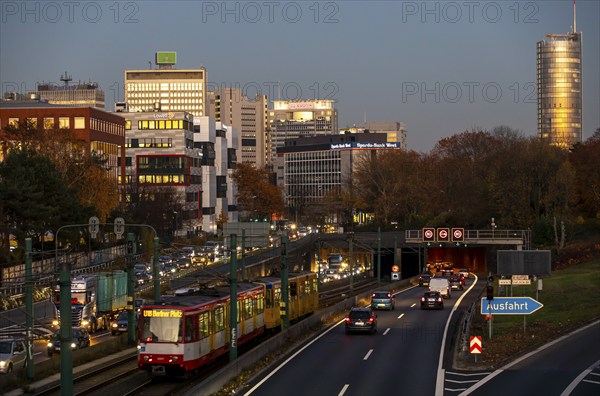 Motorway A40, Ruhrschnellweg, in Essen, route through the city centre, is affected by a possible