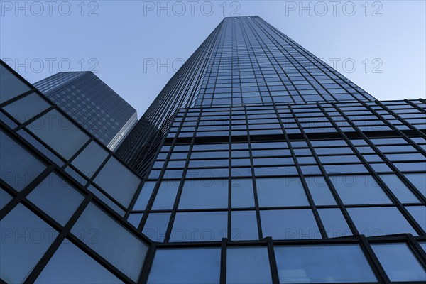 Glass façade of Deutsche Bank, banking district, Westend, Frankfurt am Main, Hesse, Germany, Europe