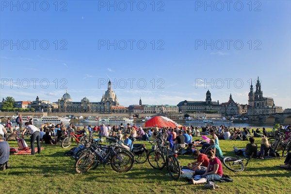 Dresden silhouette View of Dresden's historic city centre from the banks of the Elbe in Neustadt.