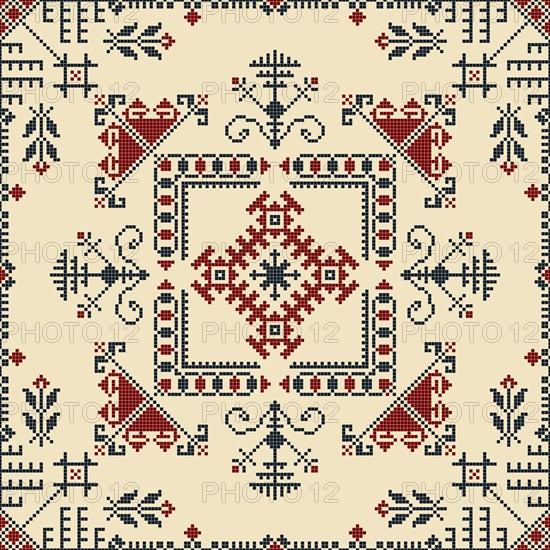 Traditional Latvian embroidery seamless pattern, vector illustration