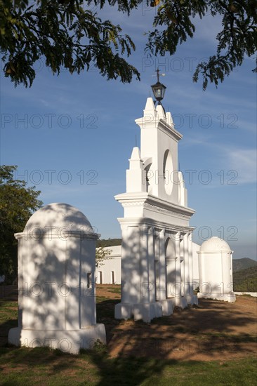 Bell gable tower structure, Peña de Arias Montano, Alájar, Sierra de Aracena, Huelva province,