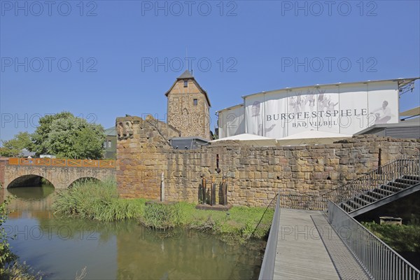 Moated castle built in the 12th century and landmark during the castle festival, festival,