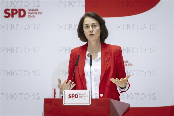 Katarina Barley, SPD lead candidate for the European elections, at a press conference in Berlin, 12