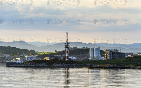 Industrial Zone over FjordSailing, Stavanger, Boknafjorden, Norway, Europe