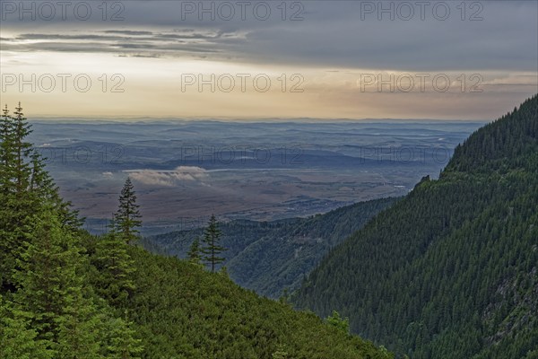 View from a slope in the Fagaras Mountains, a mountain range in the Transylvanian Alps in the