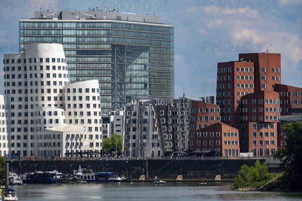 New Zollhof building complex, the Gehry buildings, at the Media Harbour, behind the Stadttor