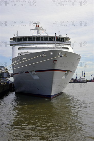 Europe, Germany, Hanseatic City of Hamburg, Elbe, harbour, passenger ship Europa 2 at the jetty,