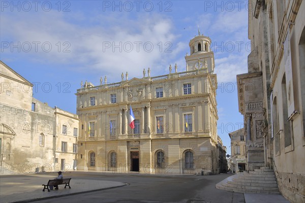 Hôtel de Ville with French national flag, town hall, Place de la République, Imperial Square,