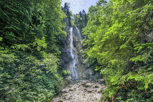 Ohlstadt Waterfall, Ohlstadt, Loisach Valley, The Blue Country, Upper Bavaria, Bavaria, Germany,