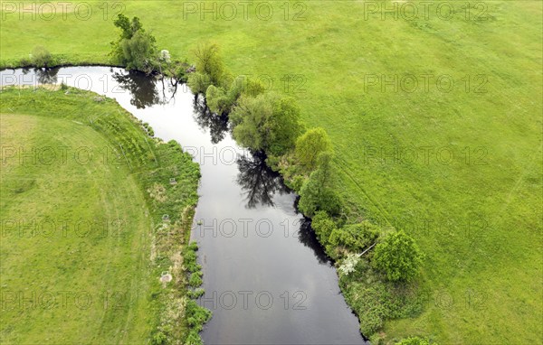 Aerial photo, natural course of the Spree, Mönchwinkel, 16 05 2023