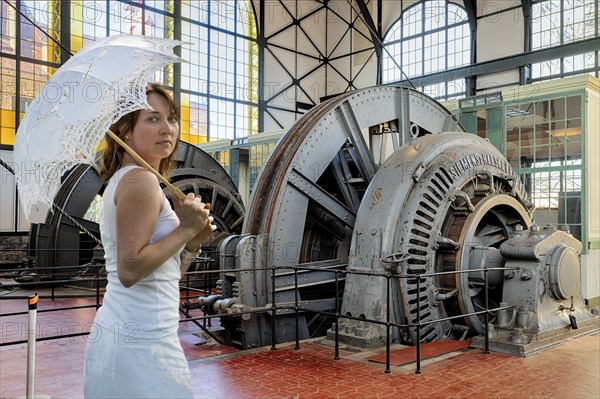 Zeche Zollern Machine Hall Art Nouveau Interior with Model Dortmund Germany
