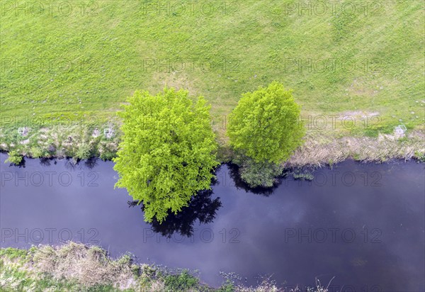Aerial photo, natural course of the Spree, Mönchwinkel, 16 05 2023