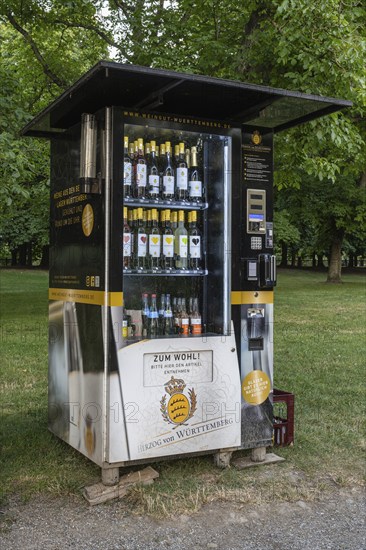 A vending machine for Württemberg wine in a park, Seeschloss Monrepos, Ludwigsburg,