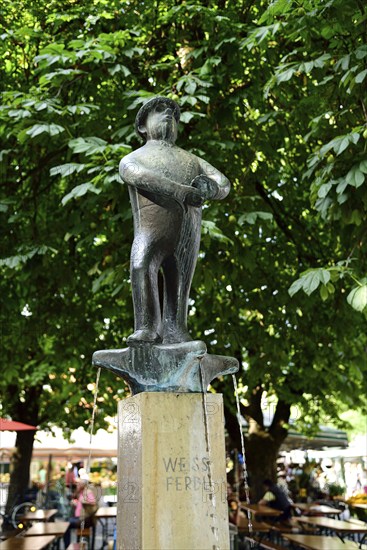 Europe, Germany, Bavaria, state capital Munich, City, Viktualienmarkt, monument, bronze sculpture,