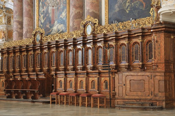 Interior of the Cistercian Abbey Church Fürstenfeld in Fürstenfeldbruck, Upper Bavaria, Bavaria,