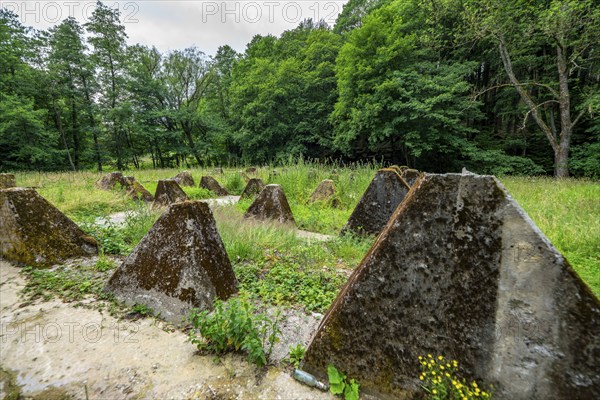 Remains of the Westwall across the Grölisbach, near Roetgen, 100 metre long anti-tank barrier