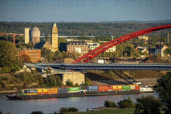 The Rhine near Duisburg, Bridge of Solidarity, Mörser Straße, Rheinhausen, Marien-Hospital, Coptic,