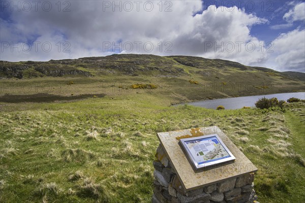 Information board about the Achanlochy Clearance Village on the shore of Loch Duinte near