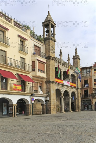 Ayuntamiento town hall historic buildings Plaza Mayor, Plasencia, Caceres province, Extremadura,