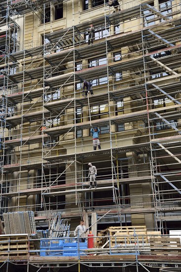 Europe, Germany, Hamburg, City, Construction site, Bleichenfleet, Scaffolding, Europe
