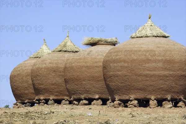 Traditional granaries, grain storehouses in the Sahel, Niger, Western Africa, Africa