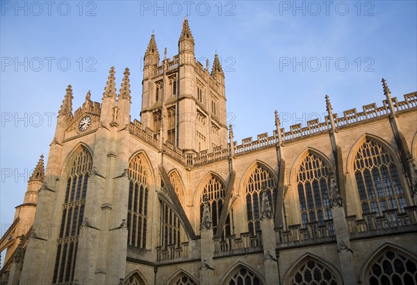 The Abbey late evening sun, Bath, Somerset, England, UK