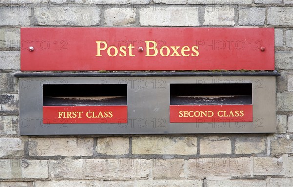 Post boxes for posting first and second class mail, UK