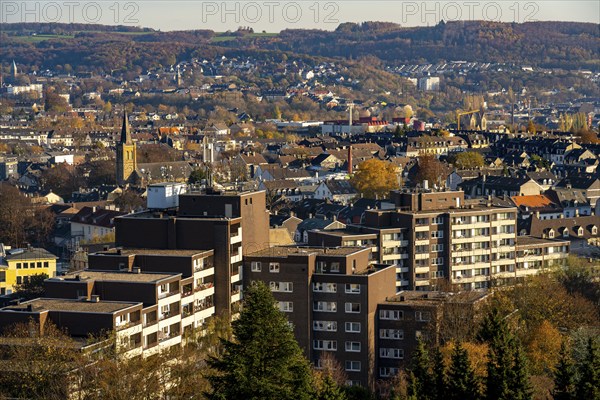 View over Wuppertal-Oberbarmen, eastern district of Wuppertal, North Rhine-Westphalia, Germany,