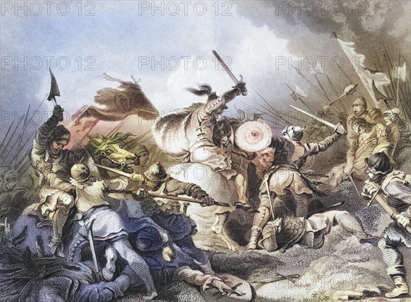The Battle of Hastings 1066 from The National and Domestic History of England by William Aubrey,
