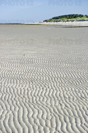 White beach at low tide, Föhr, North Frisian Islands, North Frisia, Schleswig-Holstein, Germany,