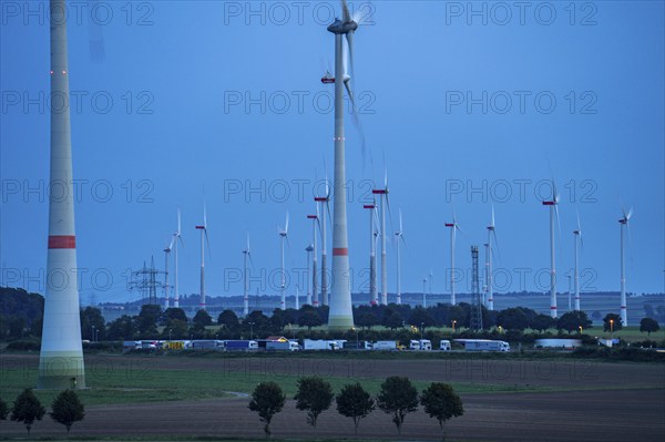 Wind farm, south of the village of Helmern, part of Bad Wünnenberg, Paderborn district, A44