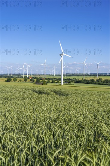 Wind farm north-east of Bad Wünnenberg, East Westphalia Lippe, Paderborn district, with the A44
