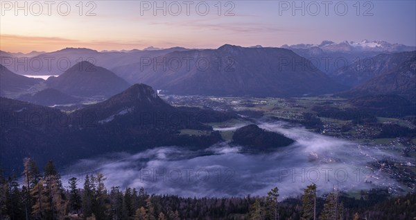 View from Mount Loser to Lake Altaussee, Altaussee, Bad Aussee, Tressenstein, Zinken, Dachstein