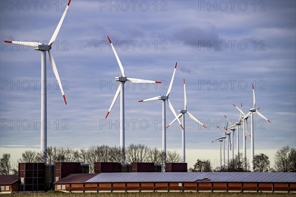 Neurhede wind farm, on the A31 motorway, near the municipality of Rhede, district of Emsland,