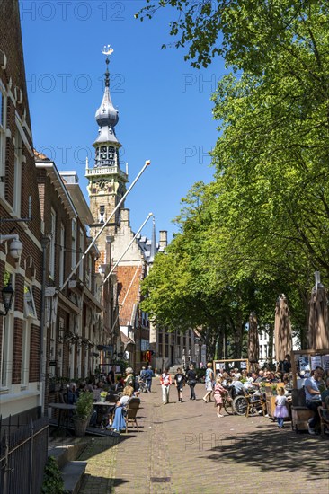 The town of Veere, province of Zeeland, the old town hall, market square, cafés and shops, old town
